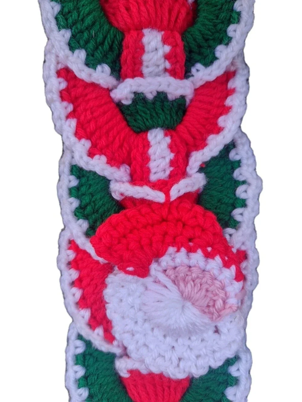 Vintage Handmade Crochet Christmas Decor Set Santa Table Runner Wall Decor Doily